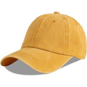 Unisex Washed-yellow Baseball Cap Cotton Fits Washed Denim Adjustable Hat